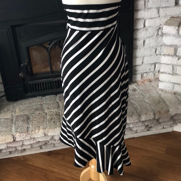 CAMEO BLACK AND WHITE HIGH LOW STRAPLESS DRESS - Picture 4 of 5